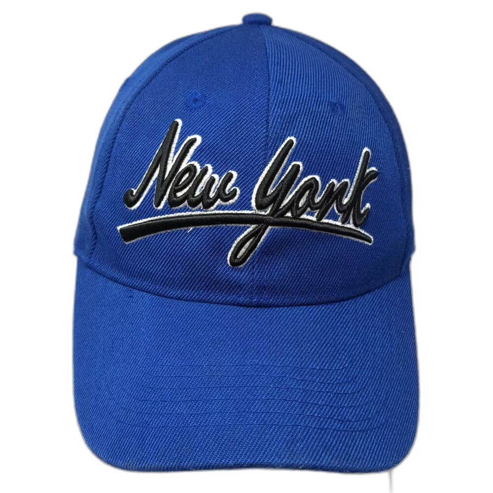 NYC 1664 Blue Black Baseball Cap Hat OS New York Script Embroidered Strapback